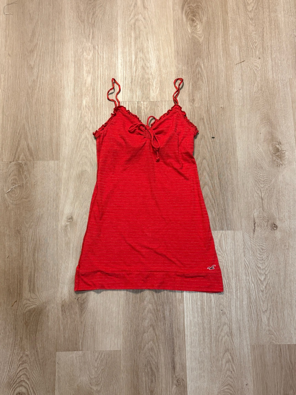 VTG Hollister Red & Gold Top Size Medium Cami Bella Swan Y2K Shimmer Halter Tie